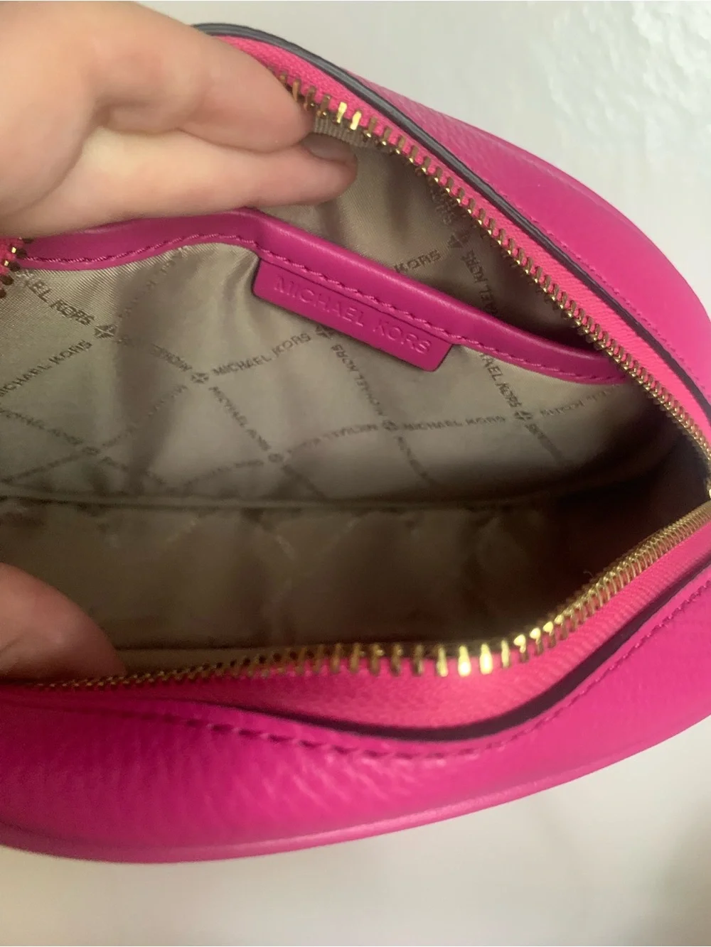 Michael Kors Bright Pink Small Pebble Leather Bag